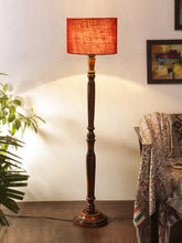 Maroon Jute  Wooden floor Lamp